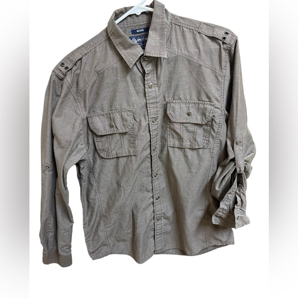 Mens American Rag Cie shirt in brown/tan Western cowboy EUC size Medium